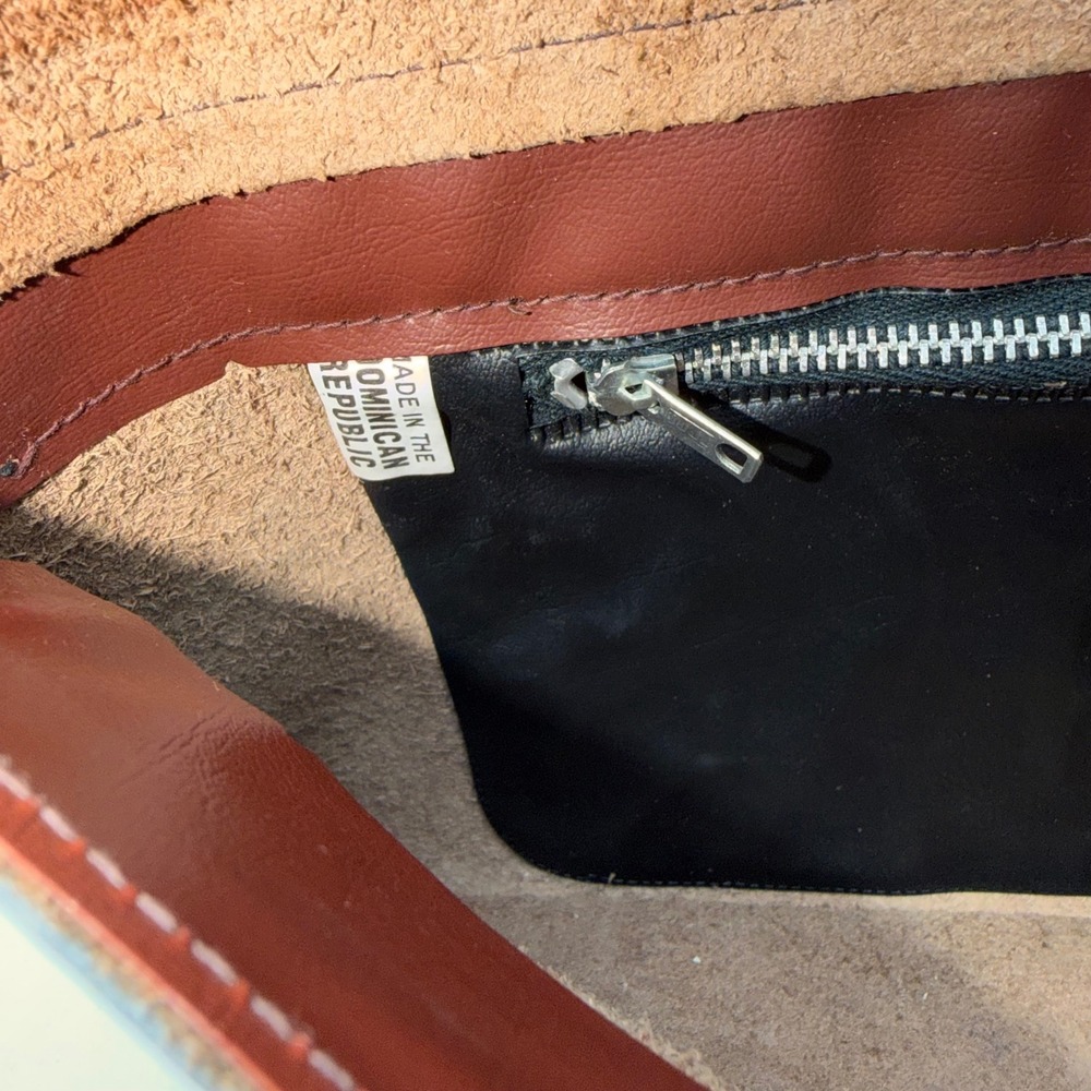 Vintage Red Leather Envelope Clutch Bag Wristlet Made in Dominican Republic - Picture 7 of 13